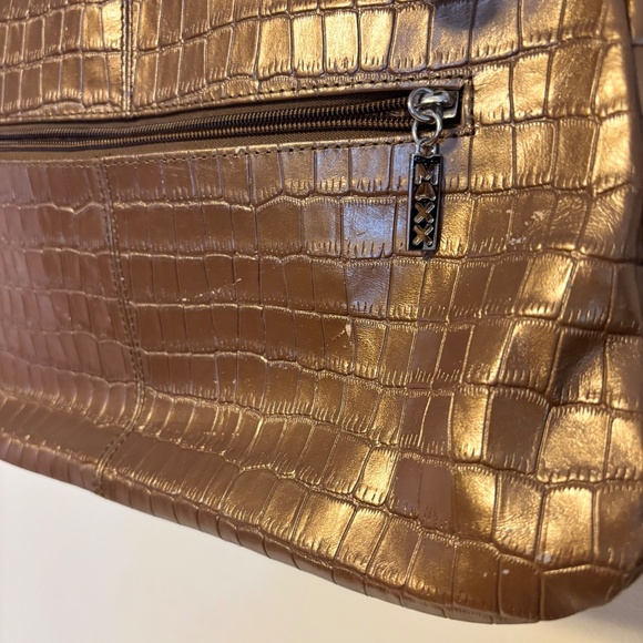 Maxx New York Crocodile Embossed Print Leather Shoulder Bag Purse Rose Gold - Picture 5 of 5